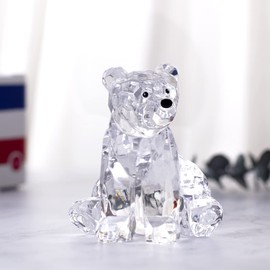 DANRECIN Acrylic Bear Figurine Cute Polar Bear Home Decor Clear Animal Room Decorations for Home and Office Not Crystal (E)