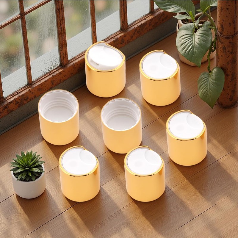 TWZKXC 8 Pcs 24/410 Aluminized Plastic Disc Top Caps, Gold