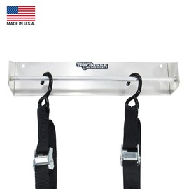 Pit Posse 464 Tie Down Hanger Holder Aluminum Rack - Made in USA - Wall Mounted for Enclosed Race Trailer Garage Shop Storage Organizer- Holds Tie Downs, Ratchet Straps, Bungee Cords (Silver)