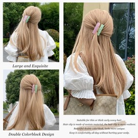 Hair Claw Clips Checker Hair Clips for Women Tortoise Hair Clips Acrylic Hair Accessories Big Open Claw Clips for Long Thick Hair (3PCS,AB-side)