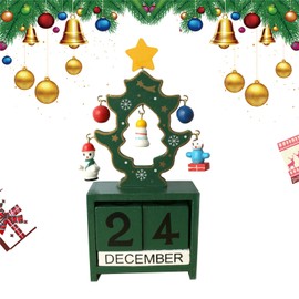 Christmas Advent Calendar Wooden Christmas Countdown Calendar Christmas Tree Calendar Reusable Block Xmas Detachable Calendar Countertop Christmas Tabletop Ornaments or Home Office Decoration