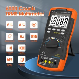 Digital Multimeter Voltmeter Kethvoz TRMS 6000 Counts AC DC Ammeter with App & NCV Accurately Measures Voltage Current Ohm Capacity Continuity Frequency Diode Transistor HFE Temp