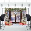 Merry Christmas Backdrops for Photoshoot 10x8ft Window Xmas Clock Winter