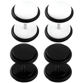 2 Pairs White Black 6 mm (2G) Acrylic Fake Ears Plugs Kit False Stretching Tunnels Stainless Steel Stud Jewellery Earrings Screw Helix Tragus Piercing Women Men, Stainless Steel, No Gemstone