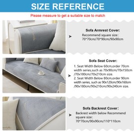 GKXLH Soft Milk Flannel Sofa Cover, Washable, Seat Cushion Covers, Non-Slip Sofa Covers for 1-, 2-, 3-Seaters, Cover for Sectional Sofa, Sofa Throws, L-Shape Furniture Protector, Grey, 70 x 210 cm