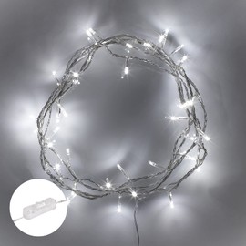 Lights4fun Indoor Fairy Lights with 50 White LEDs on 4m of Clear Cable Plug in Rocker Switch