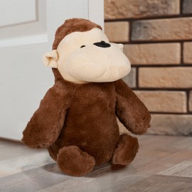 Relaxdays Door Stop Monkey Fabric with Sand Filling Door Buffer Floor Decorative Door Bag Children H x W x D: 26 x 23 x 18 cm Brown