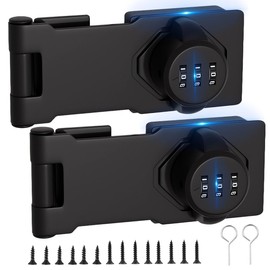 Plowatxi Bifold Double Door Locks - 3 Digit Combination, 90/180 Security Slide Closet Cabinet Door Locks Black 2PCS