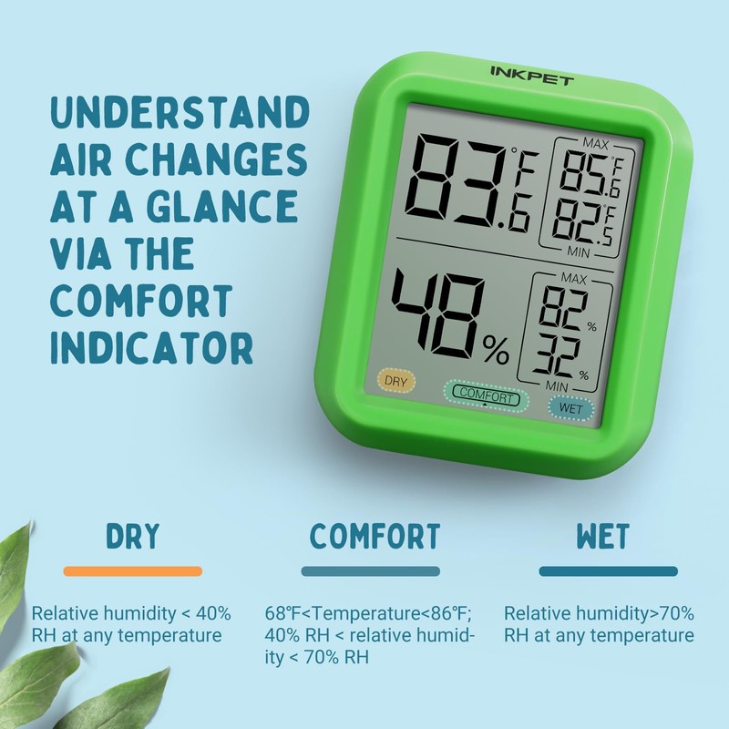 INKPET Reptile Thermometer Hygrometer Thermostat, with Max/min Record High-Accuracy Digial