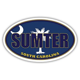 Sumter City South Carolina State Flag | SC Flag Sumter County Oval State Colors Bumper Sticker Car Decal 3x5 inches