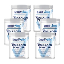 Research Verified® Collagen Powder - Hydrolyzed Marine Collagen Peptides - Unflavored - Skin Hydration and Elasticity, Muscle Recovery, Non GMO - 30 Scoops Per Container - 6 Month Supply