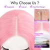 Eawwii Light Pink Short Wavy Wig for Women Lace Hairline
