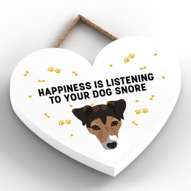 Global Designs Jack Russell Happiness Dog Snoring Without Katie Pearson Artworks Heart Hanging Plaque