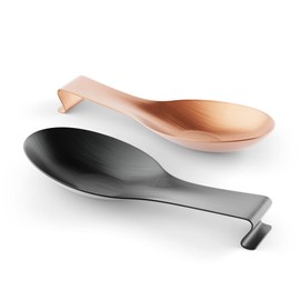Antiope Design® ️ ● Set of 2 Kitchen Ladle Rest ● Traditional Line ● Stainless Steel Spoon Rest ● Black and Copper Ladle Rest