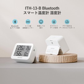 INKBIRD ITH-13-B Bluetooth Thermometer/Hygrometer, Set of 2, Multi-functional, Indoor Thermometer, Hygrometer, App Control, Comfort Level, Prevents Drying, Humidification Countermeasures, Office,