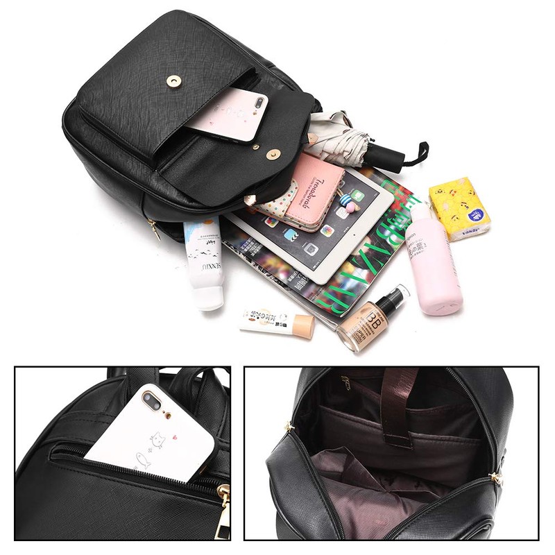 I IHAYNER Girls Bowknot 3-Pieces Fahsion Leather Backpack Backpack Purse