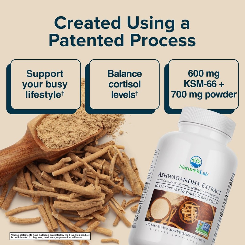 Nature's Lab Extra Strength Ashwagandha KSM 66 Extract - 5%