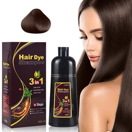 Champú Instant Hair Color para Cabello,Champú para Teñir el Cabello, Champú Tinte Instantáneo 3 En 1,Coloración a Base de Hierbas en Minutos para Mujeres y HombresTeñir el Cabello (Marron oscuro)