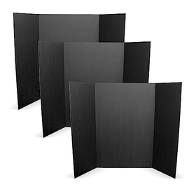 Flipside Products 36” x 48” Foam Project Boards for Presentations, Science Fair, School Projects, Event Displays and Trifold Picture Board - Total Black - 3 Pack