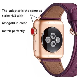 WFEAGL Strap Compatible for Watch Strap 38mm 40mm,Many Colours of Top Grain Leather Band Replacement Strap Compatible with Watch Series 6/5/4/3/2/1,SE, (38mm 40mm,Purple Band+Rose Gold Adapter)