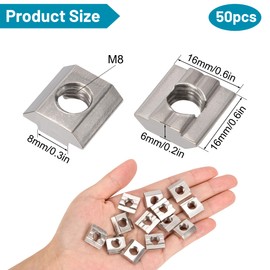 GUNGY T-Slot Nuts M8 Nut 8 Type B T-Slot Nut Set T-Slot Nuts Carbon Steel T Slot Nuts for Aluminium Profile Extrusion Slot Standard 30 Series 50 Pieces