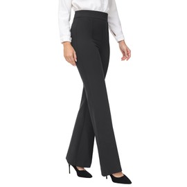 Aurefin Women’s High Waist Bootcut Dress Pants， Tummy Control, 4-Way Pull on Stretch Casual Work Pants for Women. Darkgrey/cm