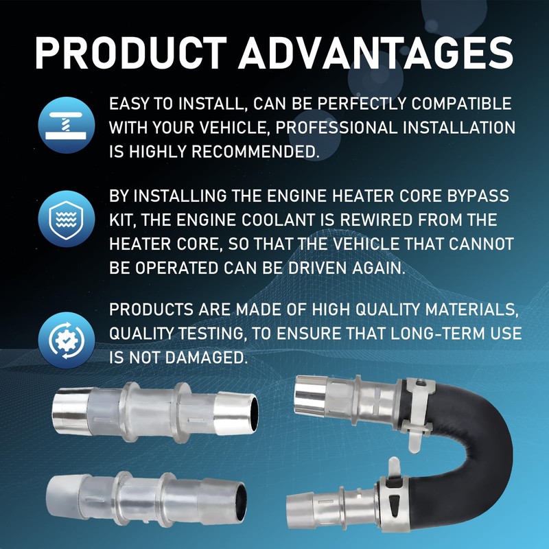 Gagsu 626-001 Universal Engine Heater Core Bypass Kit with 5/8"