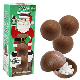 Christmas Hot Chocolate Bombs, Drop, Dissolve, Drink Chocolaty Hallow Filled with Mini Marshmallows Birthday, Cocoa Bombs (Single (3 Count))