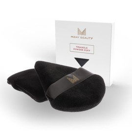 MANY BEAUTY Triangle Make Up Sponge Pack of 5 - Powder Puff for Loose Powder - Makeup Powder Puff Triangle Soft Velour with Satin Ribbon - Face Powder Sponge