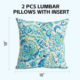 BUPPLEE Outdoor Throw Pillows Waterproof 18×18 Inch with Insert, Decorative Toss Pillows Set of 2, Rain-Proof, Fade Resistant for Patio Furniture, Sofa, Couch, Garden