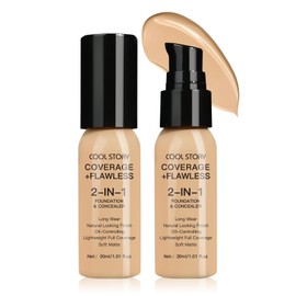 2-in-1 Foundation and Concealer Long Wear Natural Matte Finish Lightweight Coverage (Light Medium)