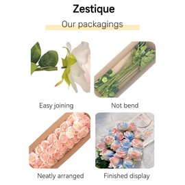 Zestique Pink Blue Mix Artificial Roses Fake Flowers Not Bend The Peduncle with Stems for DIY Wedding Bouquets Bridal Shower Centerpieces Arrangements Tables Decorations 12pcs