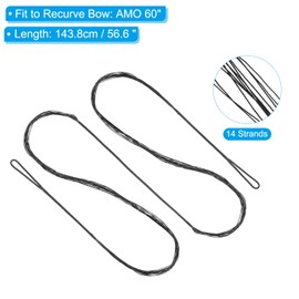 PATIKIL Recurve Bow String, Archery Bowstrings Replacement 14 Strands Longbow String for Universal Archery Equipment, Black AMO 60"(Actual 56")