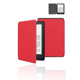 Case for All-New Kindle Paperwhite/Kindle Colorsoft 7 Inch 2024,WUNIAK Design for Kindle Paperwhite 12 Generation,Hard PC and Premium PU Lightweight Slim,RED