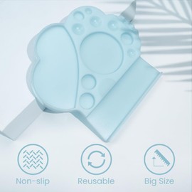 Libeauty Multi-Function Lash Lift Palette, Large Silicone Tray & Non-Slip Design for Salon, Lotion Storage & Mixing, Tools Placement, Blue