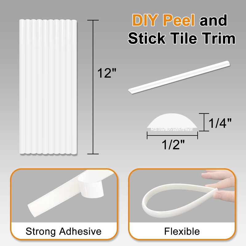STICKGOO 10-Pack Peel and Stick Trim for Backsplash Tile Edge,