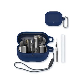 Case for TOZO Hybrid Active Noise Cancelling Wireless Earbuds,Soft Protective,BOVUGAC Silicone Case Cover with Keychain & Cleaning Kit & Lanyard for TOZO Crystal Pods Earbuds Item Number：T11147-Blue