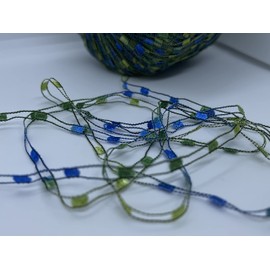 Berlini Ladder Ribbon Yarn - 50 Grams (1.75 Ounces), 142 Yards - #84 Caribbean - Blue, Greens