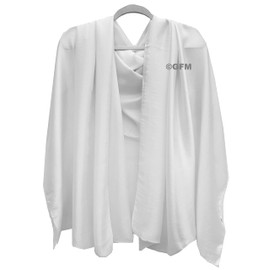 GFM® 100% Silk Scarf Shawl - for Evening Wedding Bridesmaids (White Shiny) (FS-88-SLK100-I-SFD)