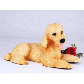 Standard Poodle Apricot Cremation Pet Urn for Secure Installation of Your Beloved pet's Ashes. Rose not Included.