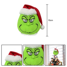 MFUOE Grinch Christmas Tree Topper Green Funny Plush Tree Topper Décor Lovely Christmas Grinch Ornament Holder for Xmas Tree Crafts Making Gifts （15cm）