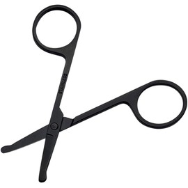 Tijeras para Cortar Vello Nasal y Cejas de Acero Inoxidable Negro Punta Redondeada, Recortador Seguro y Preciso para Cuidado Facial, Uso Unisex en Casa o Viaje