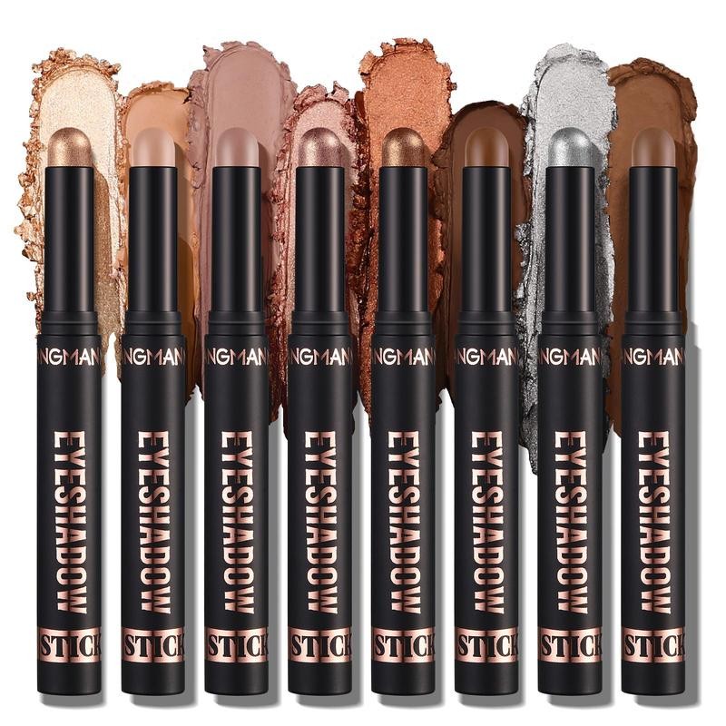8 Colors Glitter Eyeshadow Stick, 8 Counts Highlighter Eye Shadow