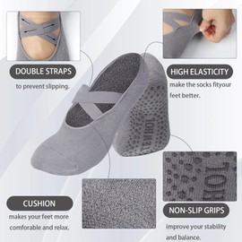 Maxqzin Pilates Grip Socks Non Slip Yoga Socks Yoga Socks for Women Yoga Socks With Grips for Women Anti Skidding Socks for Pilates Pure Barre Ballet Dance Barefoot Plasticity Daily Using (3 Pairs)