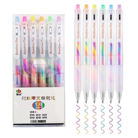 Caelura Pack of 6 Glitter Pens, Gel Pens, Glitter, Rainbow Pens, Glitter Gel Pens for Children, Adults, Colouring Book, Drawing, Scrapbook, DIY Greeting Cards, Pastel
