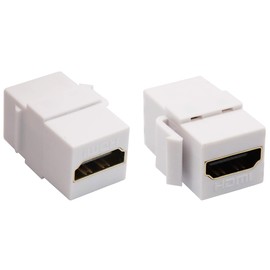 AAOTOKK HDMI Keystone Coupler, Gold Plated HDMI Keystone Jack Insert Female to Female 3D 4K Coupler Adapter for Wall Plate (White/2 Pack)