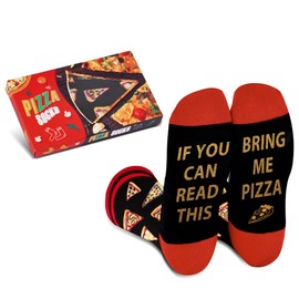 Funny Socks for Men Dad Women -If You Can Read This Bring Me Pizza Lovers Novelty Fun Crew Socks -Teenage Boys Crazy Funky Cute Cotton Food Socks Fathers Day Valentine Gifts Christmas Stocking Fillers