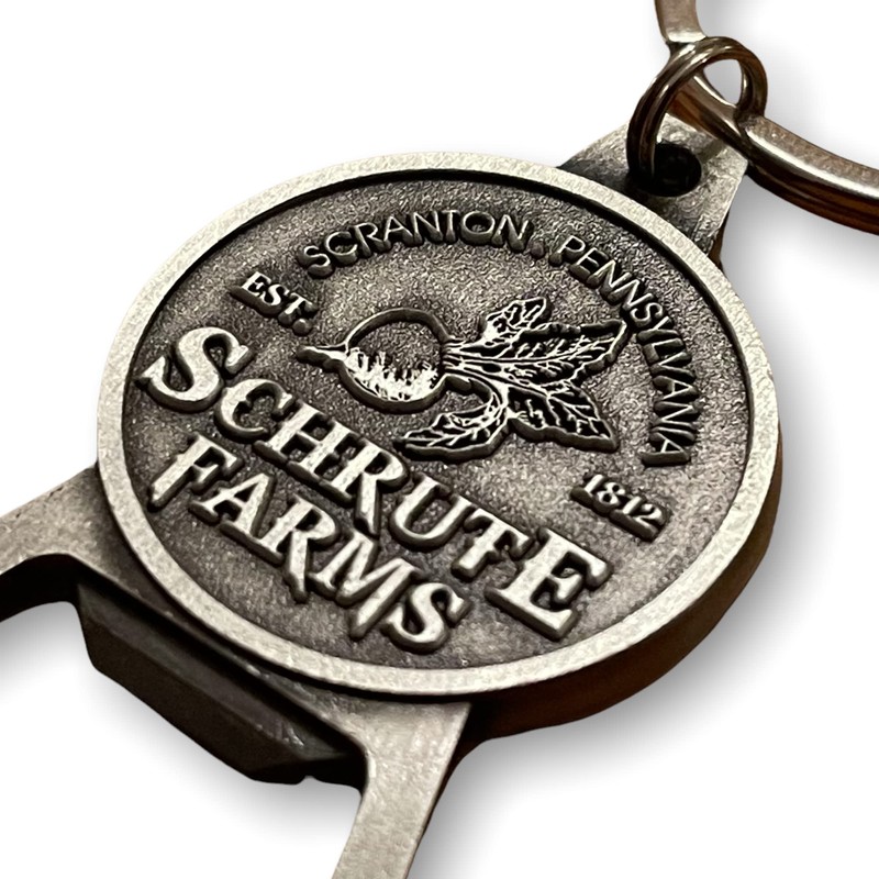 Metal Schrute Farms Bottle Opener Keychain with Gift Bag |