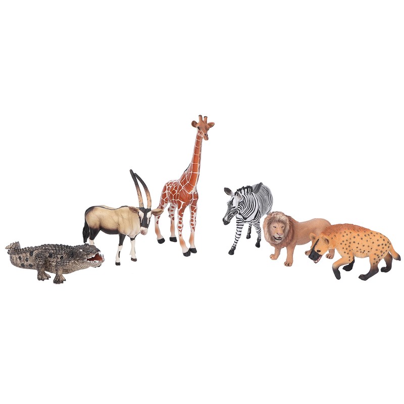 6Pcs Animals Toys Set Simulation Vivid Wild Jungle Zoo Plastic