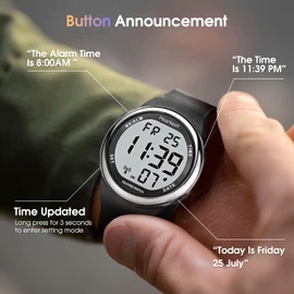 Hearkent Atomic Talking Watch Sets Itself for Visually Impaired Or Seniors Big Number Easy to Read for Elderly